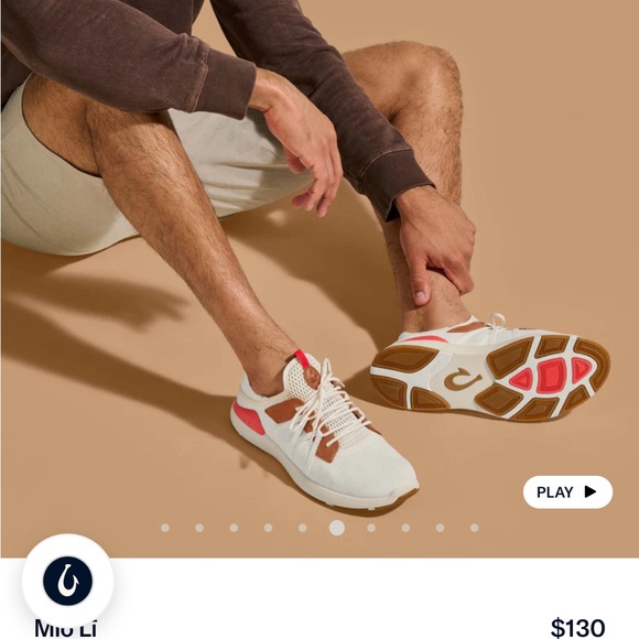 Olukai White and Brown Sneakers with Red Accents— never worn - Picture 2 of 7